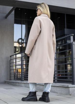 Модное и стильное пальто женское демисезонное полушерсть осень-весна оверсайз бежевый xs,s,m,l,xl,2xl,3xl6 фото