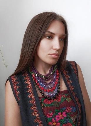 Багаторядне намисто в українському традиційному стилі до вишиванки вишитої сорочки українське монисто2 фото