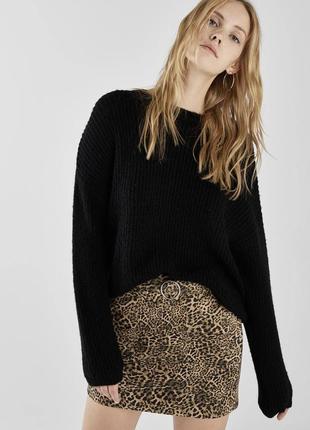 Міні юбка з леопардовим принтом bershka xs