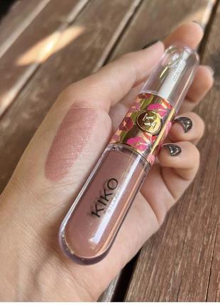 Новинка! красивий нюдовий беж відтінок  стійка помада блиск kiko unlimited double touch 147 happy birthday