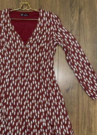 Стильное короткое бордовое миниплатье-рубашка на пуговицах с принтом собачки zara m4 фото