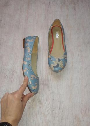 Dogo, балетки туфли с принтом журавли сакура обувь для веганов эко кожа1 фото