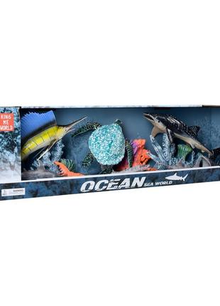 Ігровий набір тварини риба-меч 25см, черепаха 15см, акула 24см, омар