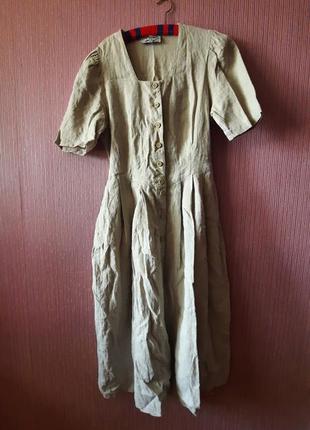 Винтажное дизайнерское платье в этно бохо стиле из льна старинное1 фото