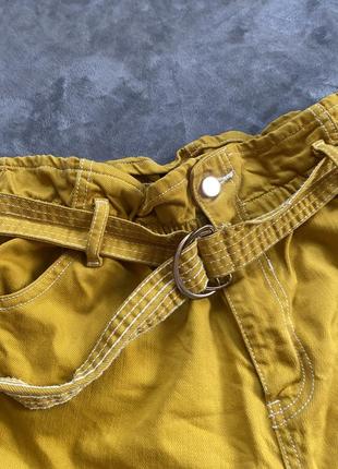 Шорти джинсові бермуди гірчичні помаранчеві з поясом батал5 фото