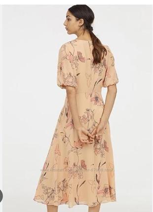 Сукня hm у квіти, кремова квіткова сукня, шифонова сукня2 фото