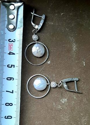 Дизайнерські ексклюзивні срібні сережки 925  з натуральними перлами10 фото