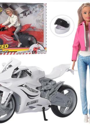 Шарнирная кукла deffa lucy с мотоциклом 8459