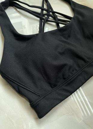 Cпортивний топ  victoria’s secret strappy back light impact sport bra чорний рожевий2 фото