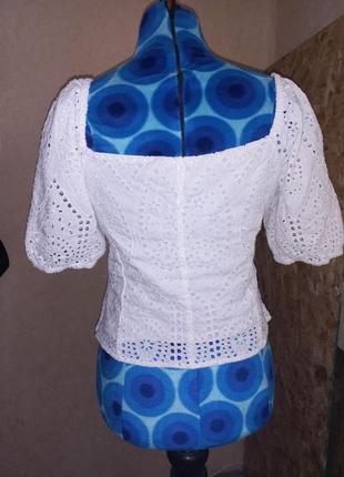 Шикарная крутая блуза блузка прошва шитья вышита ришелье баффы белоснежная h&amp;m4 фото