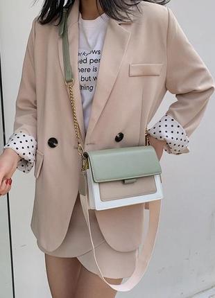Женская сумка кросс-боди бежевая оливковый6 фото