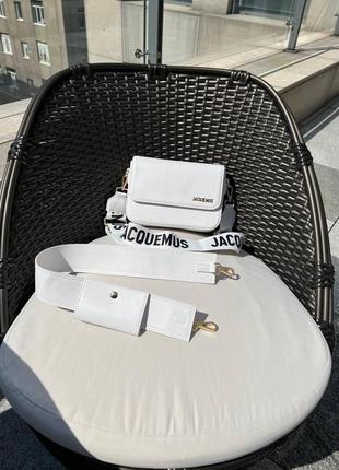 Женская сумка из эко-кожи jacquemus le chiquito white, брендовая сумка-клатч маленькая через8 фото