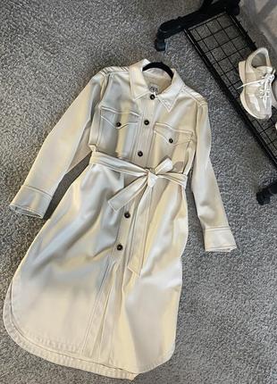 Тренч куртка рубашка плащ zara эко кожа
