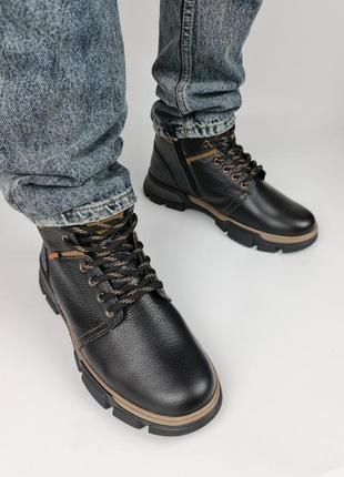 Фирменные мужские зимние ботинки натуральная кожа + молния braxton6 фото