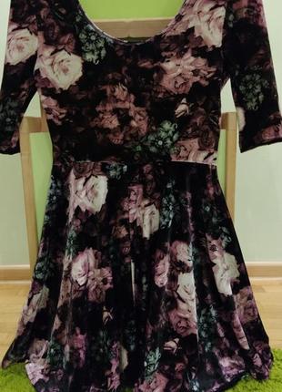 🌺🌹🌺🥀неймовірне бархатне плаття міні в квітковий принт2 фото