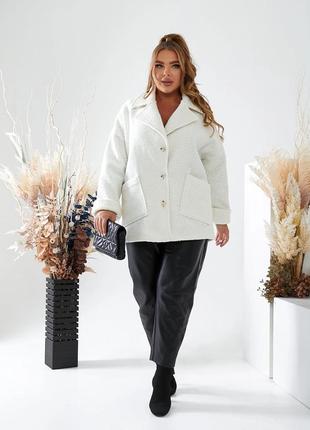 Стильне жіноче пальто із барашка батал8 фото