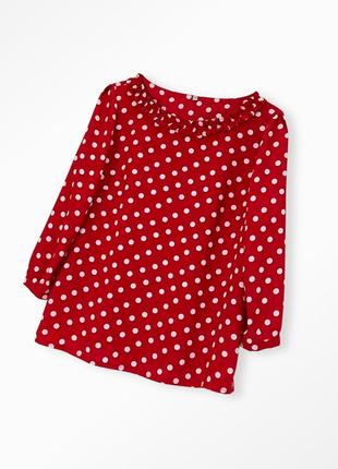 Красная в белый горошек вискозная блуза4 фото