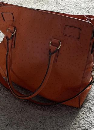 Шкіряна оригінальна сумка michael kors hamilton orange5 фото