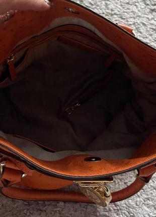 Шкіряна оригінальна сумка michael kors hamilton orange6 фото