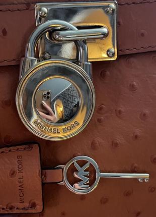 Шкіряна оригінальна сумка michael kors hamilton orange4 фото