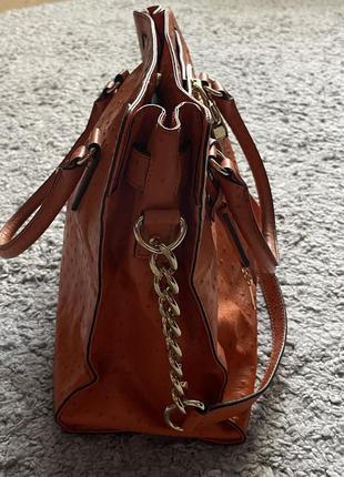 Шкіряна оригінальна сумка michael kors hamilton orange3 фото