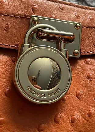 Шкіряна оригінальна сумка michael kors hamilton orange2 фото