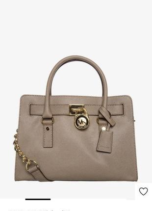 Шкіряна оригінальна сумка michael kors hamilton orange9 фото