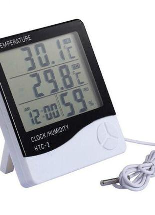 Термометр-гигрометр htc-2 с часами и выносным датчиком температуры5 фото