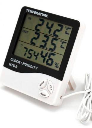 Термометр-гигрометр htc-2 с часами и выносным датчиком температуры1 фото