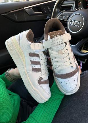 Женские кроссовки adidas forum low beige brown 37-38-40