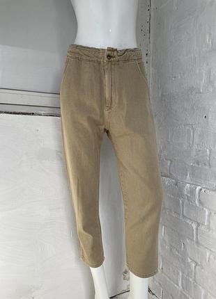 Широкие бежевые брюки only baggy высокая посадка ( zara, mango, cos, h&m ) джинсы талия на резинке