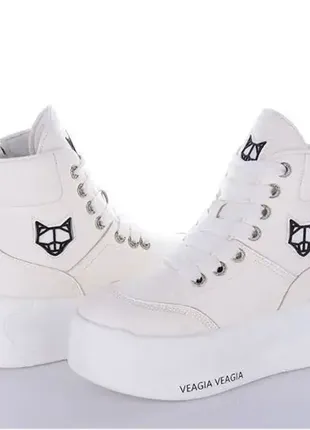 Дизайнерские черно-белые теплые ботинки кроссовки wolf  на платформе