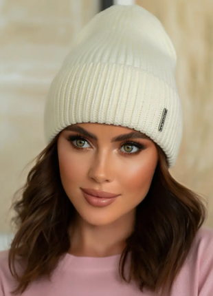 Теплая женская вязаная шапка 9 цветов 492-ла