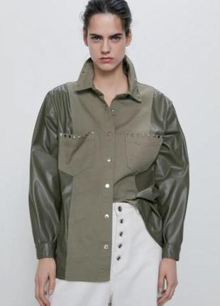 Рубашка zara на заклепках