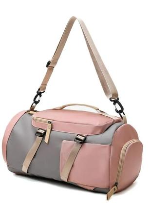 Спортивная  сумка и рюкзак с отделом для обуви модель 0368 (розовая)