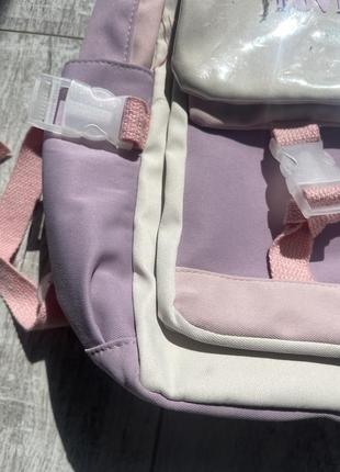 Рюкзак для міста зі значками та зайчиком на кишені4 фото
