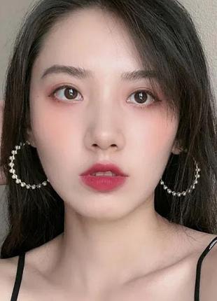 Серьги кольца с перлами 5,5см.