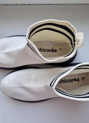 Белые текстильные ботинки ботильоны ботинки ботинки chicoree5 фото