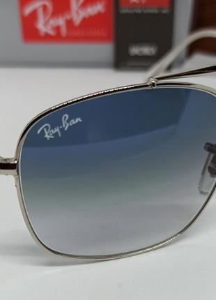 Ray ban 3560 the colonel чоловічі сонцезахисні окуляри синє сірий градієнт в сріблястому металі лінзи скло3 фото