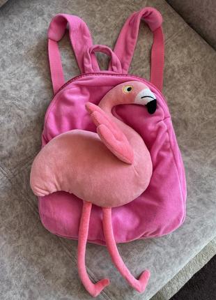Рюкзак плюшевый для девочки с фламинго
