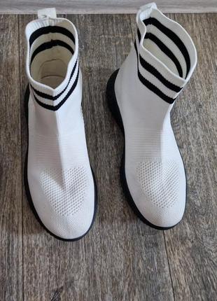 Белые текстильные ботинки ботильоны ботинки ботинки chicoree2 фото