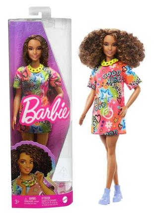 Кукла barbie "модница" в ярком платье-футболке