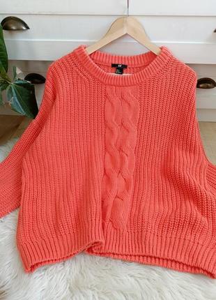Яскравий светр оверсайз із тричетвертним рукавом від h&m, розмір m/l
