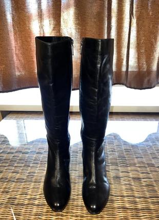 Зимові шкіряні чоботи високі carlo pazolini оригінальні чорні на танкетці зимові2 фото