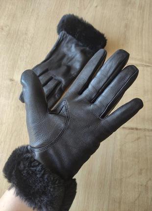 Стильные женские кожаные  перчатки,  германия. размер m ( 7 ).2 фото