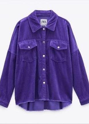 Zara вельветова сорочка фіолетова3 фото