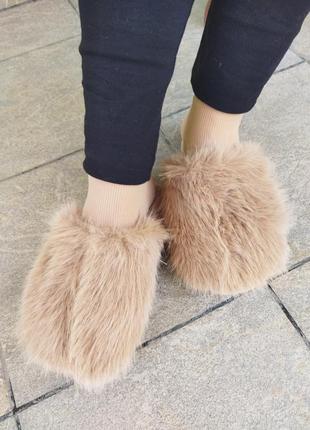 Тапочки шльопанці жіночі теплі зимові хутряні