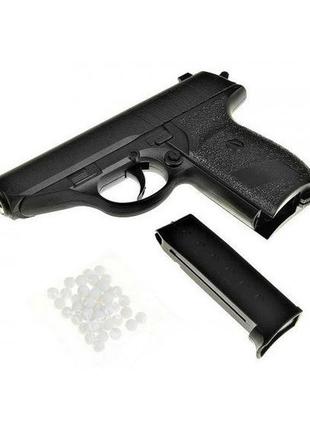 Страйкбольний пістолет browning mini з глушником, вальтер метал чорний