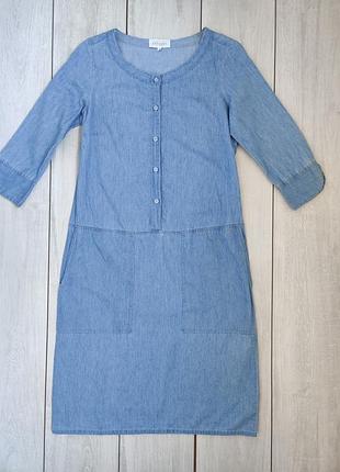 Джинсовое коттоновое легкое синее платье с карманами s thought