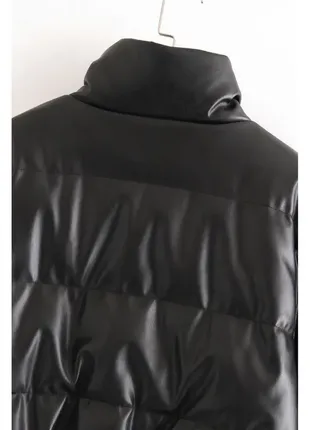 🔥 кожаная теплая короткая дутая куртка экокожа6 фото